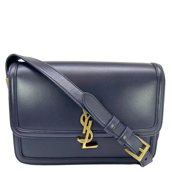 Yves Saint Laurent  Solferino Medium Leather Shoulder Bag Navy Blue - Picture 1 of 12